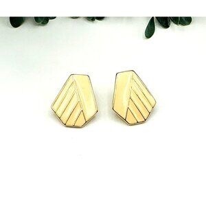 Geometric Art Deco Hexagonal Gold Stud Earrings